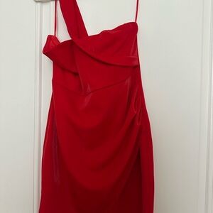 Blue Blush Red Asymmetrical One Shoulder Cocktail Dress